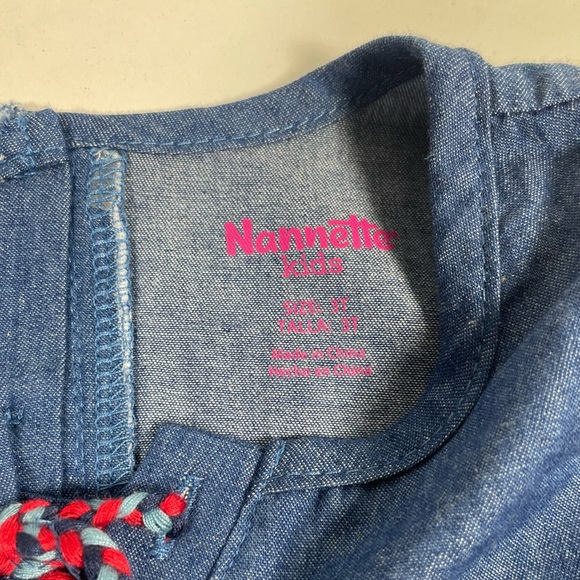 NWT Nannette floral printed chambray babydoll top with navy blue legging Size 3T - Picture 3 of 7